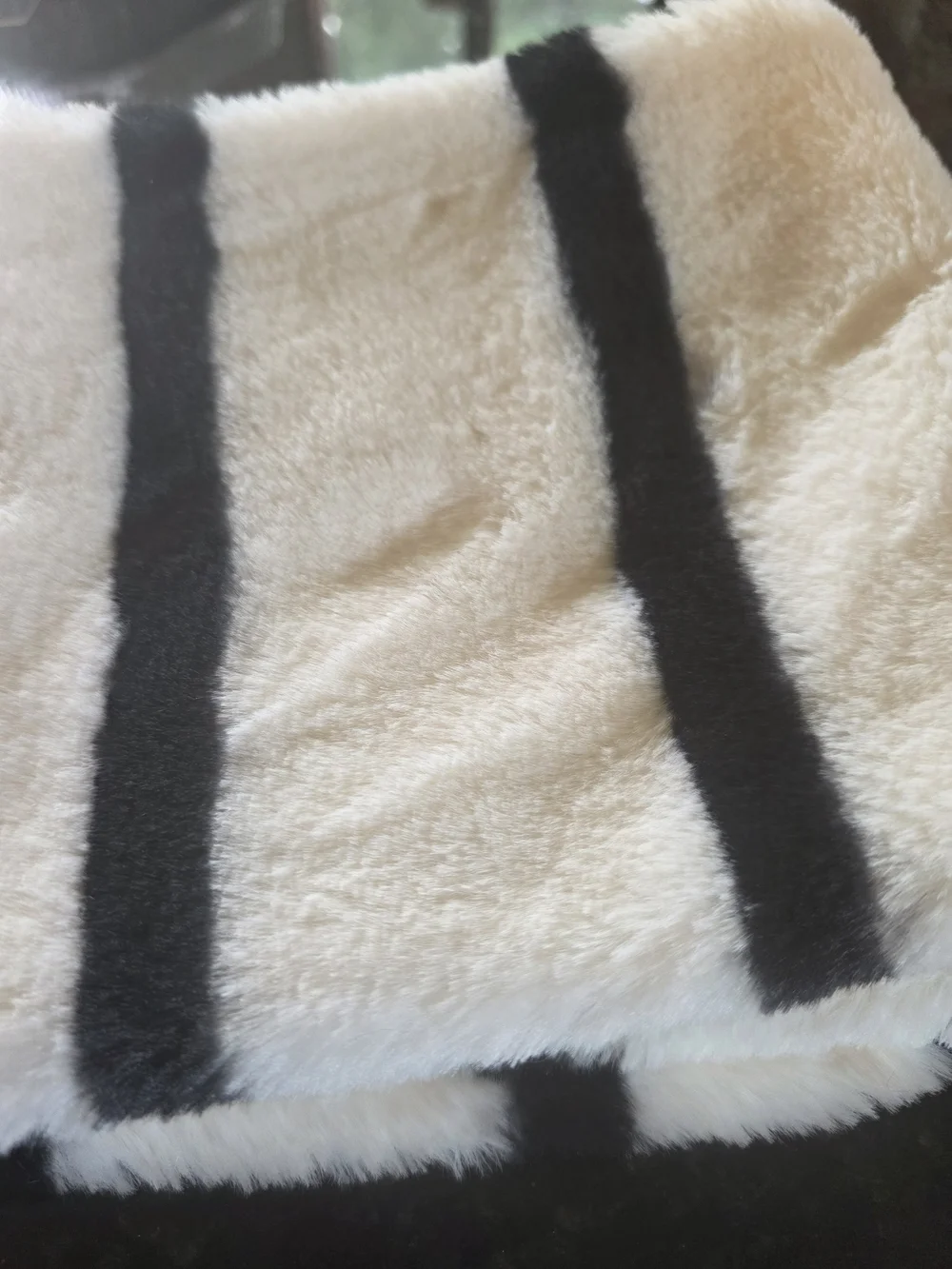 Sakkas Cream Plush Scarf with Black Stripes